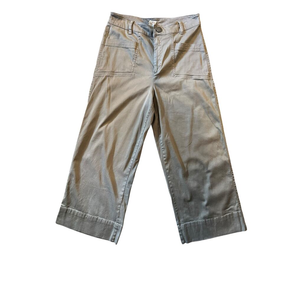 Joie Khaki Wide Leg Soft Cropped Utility Pants Size 10 ResortReady CapsuleCloset